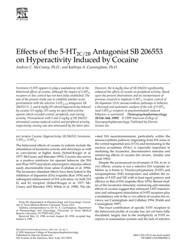 Effects of the 5-HT2C/2B Antagonist SB 206553 on Hyperactivity Induced by Cocaine Andrew C