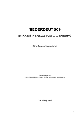 Niederdeutsch Im Kreis Herzogtum Lauenburg