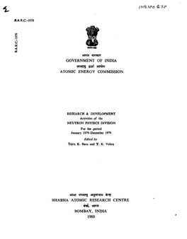 Government of India Atomic Energy Commission Bhabha
