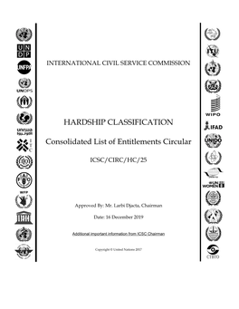 HARDSHIP CLASSIFICATION Consolidated List of Entitlements Circular