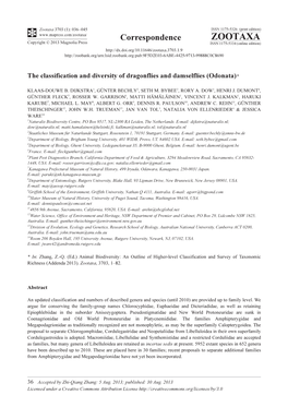 The Classification and Diversity of Dragonflies and Damselflies (Odonata)*