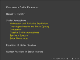 Fundamental Stellar Parameters Radiative Transfer Stellar