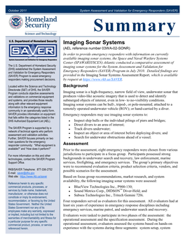 Imaging Sonar Systems -- Assessment Summary