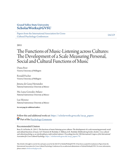 The Functions of Music-Listening Across Cultures: the Development of a Scale Measuring Personal, Social and Cultural Functions of Music