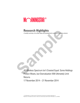 Equity Research Highlights | 17 November 2014 – 21 November 2014 2