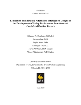 Evaluation of Innovative Alternative Intersection Designs in the Development of Safety Performance Functions and Crash Modification Factors
