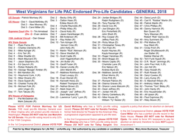 West Virginians for Life PAC Endorsed Pro-Life Candidates - GENERAL 2018