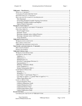 Vbscript Basics Page 1 of 52 Daniva1968@Hotmail.Com