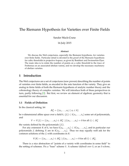 The Riemann Hypothesis for Varieties Over Finite Fields