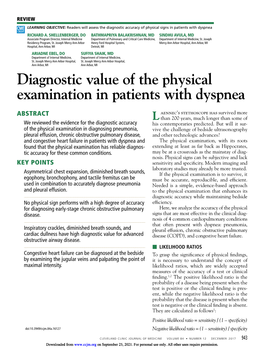 Diagnostic Value of the Physical Examination in Patients with Dyspnea