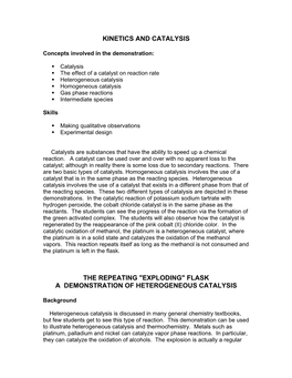 Kinetics and Catalysis