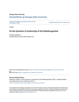 On the Question of Authorship of the Niebelungenlied