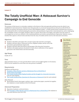 The Totally Unofficial Man: a Holocaust Survivor's Campaign To