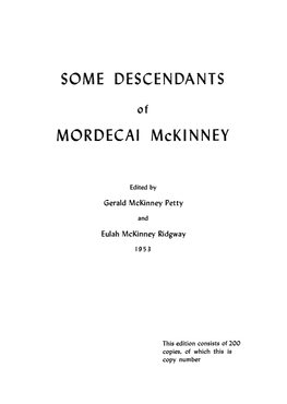 SOME DESCENDANTS MORDECAI Mckinney