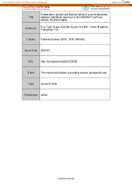 Title Freshwater Migration and Feeding Habits of Juvenile Temperate