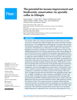 The Potential for Income Improvement and Biodiversity Conservation Via Specialty Coffee in Ethiopia
