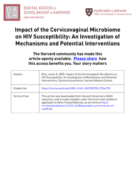 Impact of the Cervicovaginal Microbiome on HIV Susceptibility: an Investigation of Mechanisms and Potential Interventions