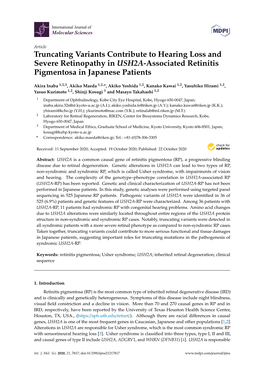 Truncating Variants Contribute to Hearing Loss and Severe Retinopathy in USH2A-Associated Retinitis Pigmentosa in Japanese Patients