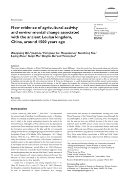 New Evidence of Agricultural Activity and Environmental Change