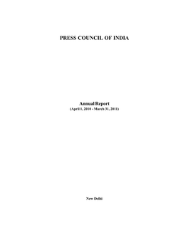 PRESS COUNCIL of INDIA Annual Report