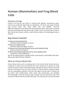 And Frog Blood Cells