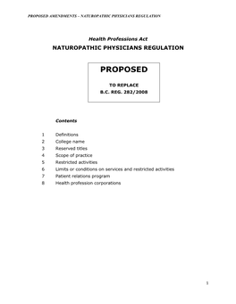 Naturopathic Physicians Regulation