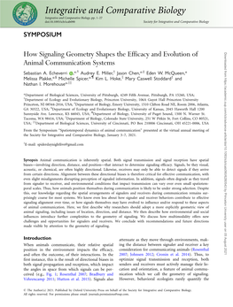 Integrative and Comparative Biology Integrative and Comparative Biology, Pp