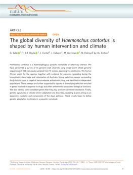 The Global Diversity of Haemonchus Contortus Is Shaped by Human Intervention and Climate