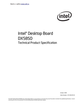 Intel® Desktop Board DX58SO Technical Product Specification