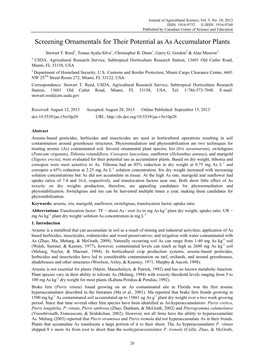 Screening Ornamentals for Their Potential As As Accumulator Plants