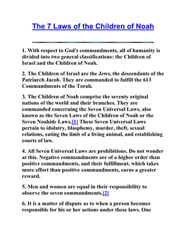 The 7 Laws of the Children of Noah