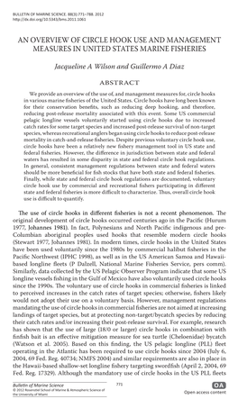 An Overview of Circle Hook Use and Management Measures in UNITED STATES Marine Fisheries