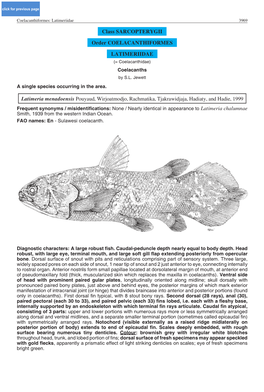 Class SARCOPTERYGII Order COELACANTHIFORMES