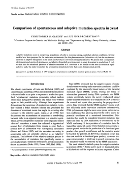 Comparison of Spontaneous and Adaptive Mutation Spectra in Yeast