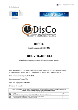 D4.1 Model Materials Experiments: First Dissolution Results