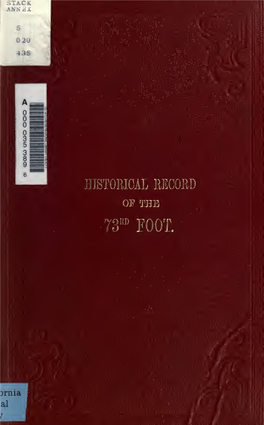 Historical Record of the Seventy-Third Regiment: Containing An