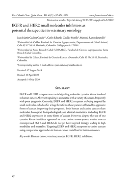 EGFR and HER2 Small Molecules Inhibitors As Potential Therapeutics in Veterinary Oncology