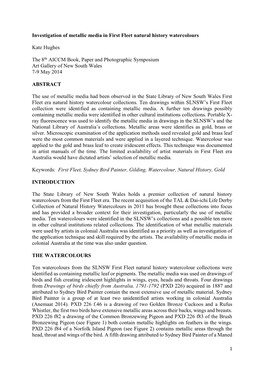 Investigation of Metallic Media in First Fleet Natural History Watercolours