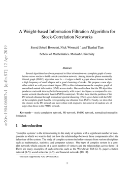 A Weight-Based Information Filtration Algorithm for Stock-Correlation Networks