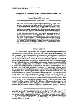 Properties of Isolated Gastric Enterochromaffin-Like Cells