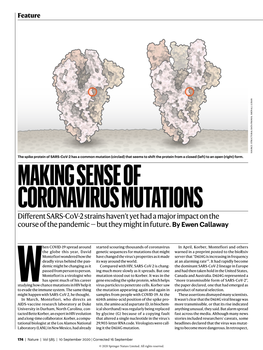 MAKING SENSE of CORONAVIRUS MUTATIONS Different SARS-Cov-2 Strains Haven’T Yet Had a Major Impact on the Course of the Pandemic — but They Might in Future