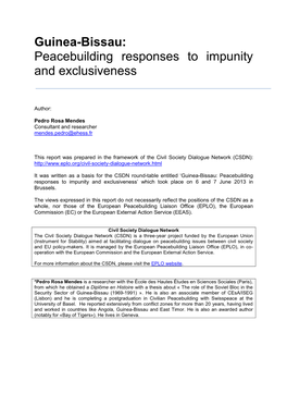 Guinea-Bissau: Peacebuilding Responses to Impunity and Exclusiveness