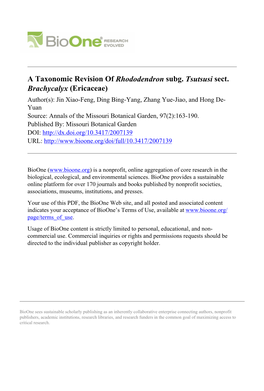 A Taxonomic Revision of Rhododendron Subg. Tsutsusi Sect