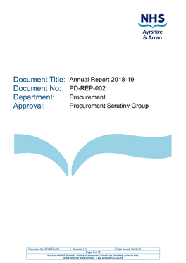 PD-REP-002 Annual Procurement Report 2018-19