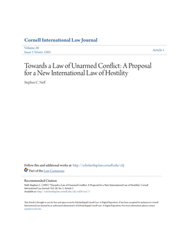 Towards a Law of Unarmed Conflict: a Proposal for a New International Law of Hostility Stephen C