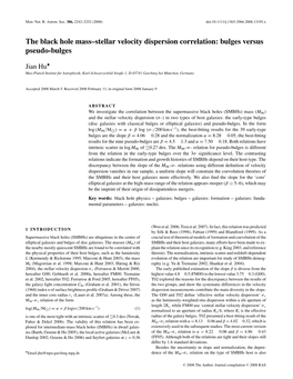 The Black Hole Mass–Stellar Velocity Dispersion Correlation: Bulges Versus Pseudo-Bulges