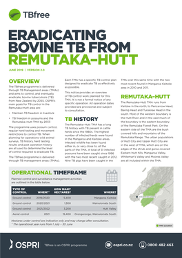 Eradicating Bovine Tb from Remutaka–Hutt June 2019 | Version 2.0