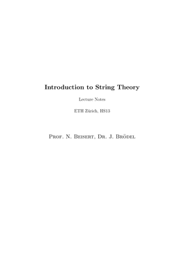 Introduction to String Theory, Lecture Notes