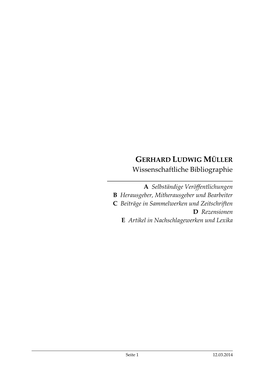 GERHARD LUDWIG MÜLLER Wissenschaftliche Bibliographie