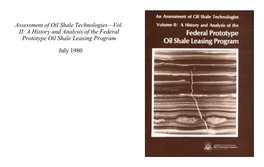 A History and Analysis of the Federal Prototype Oil Shale Leasing Program